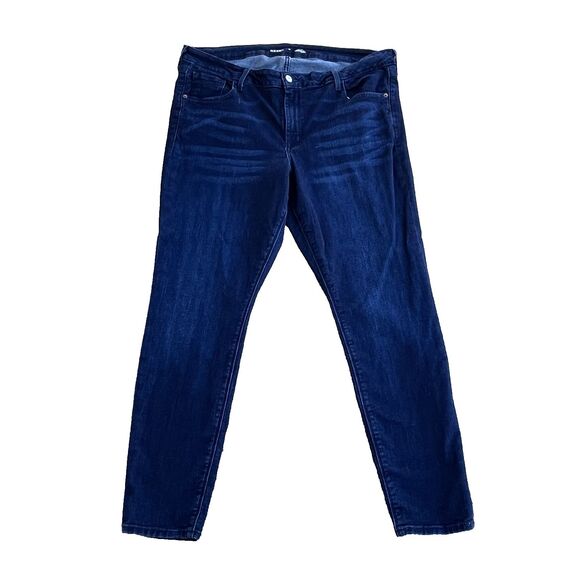 Old Navy Women's Size 18 Dark Blue Denim Mid-Rise Rockstar Super-Skinny Jeans - Picture 1 of 7